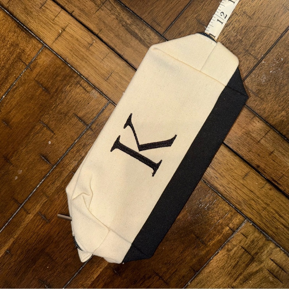 Black and Cream Tote Bag Set with Initial K - Picture 7 of 9
